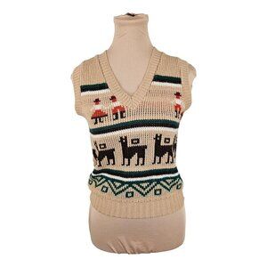 George Vintage Alpaca Cream Colored Sweater Vest Knit Sz s